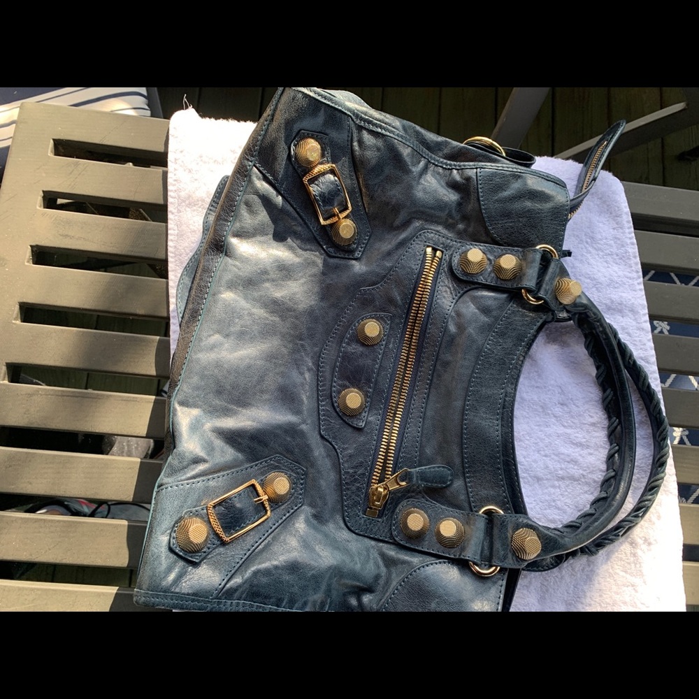Distressed Leather Balenciaga City Satchel Bag